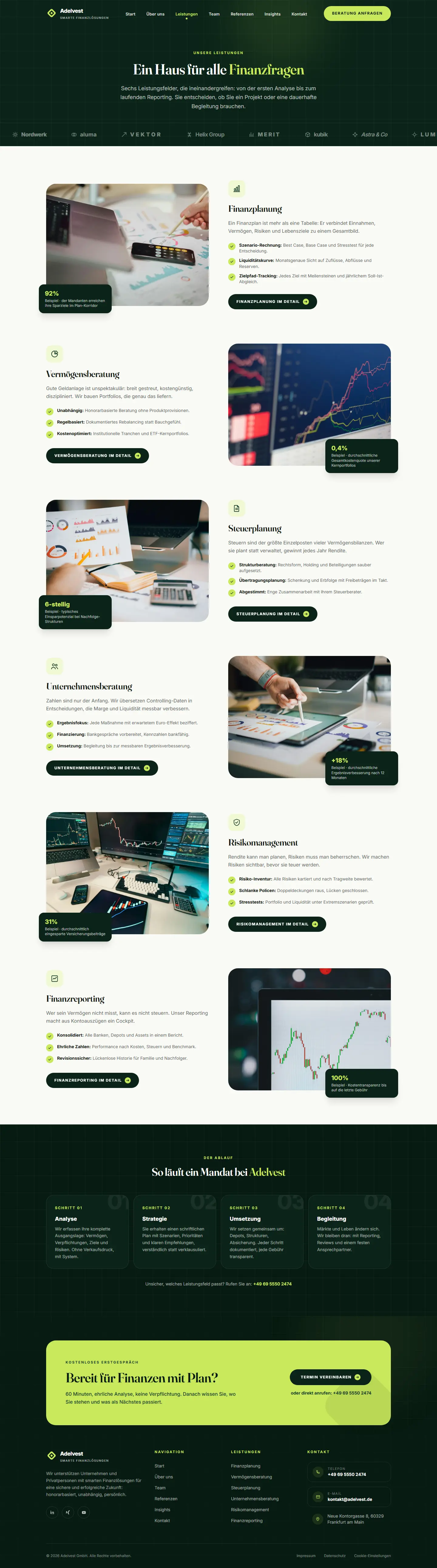 Unterseite des Templates Adelvest