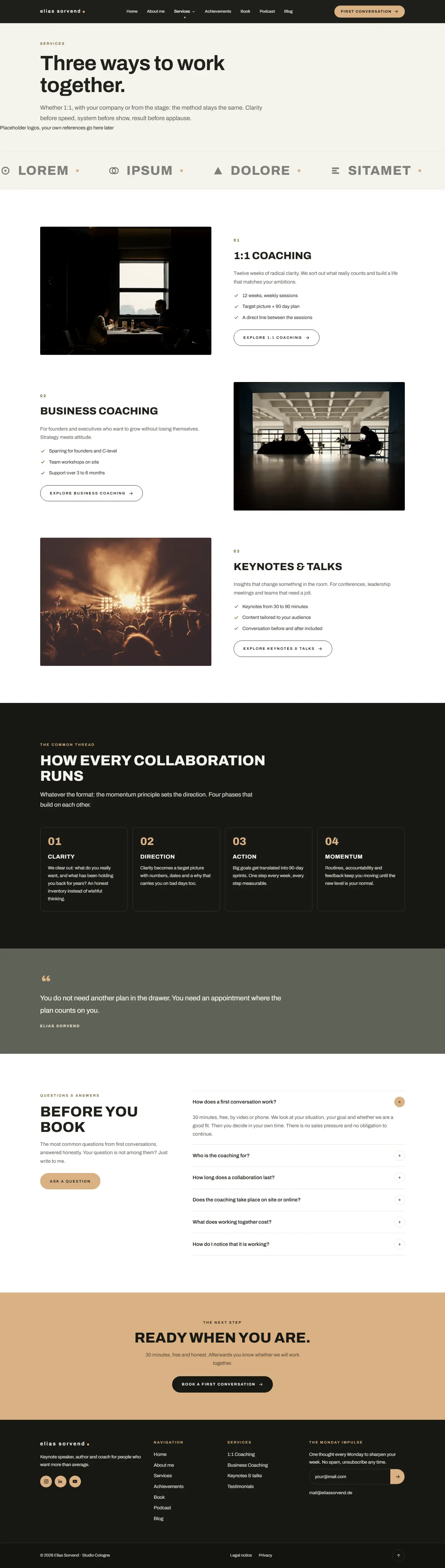 Services page of the Sorvend template