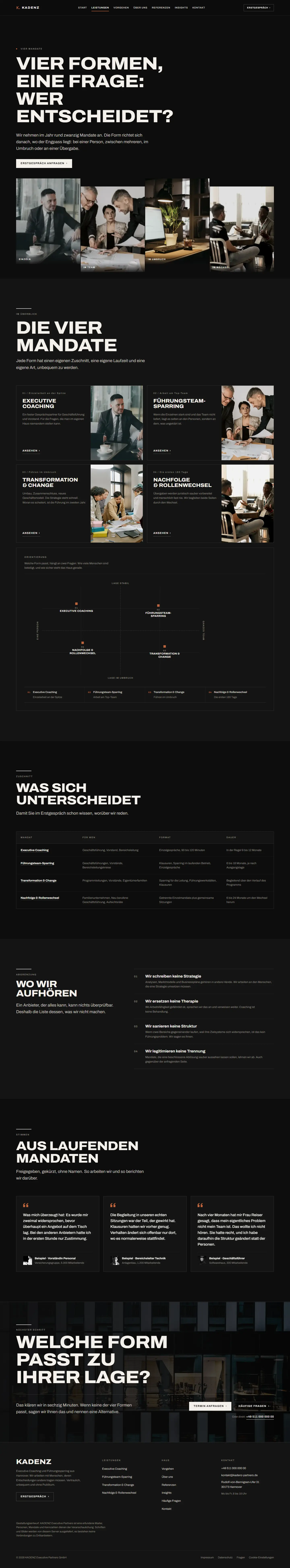 Weitere Unterseite des Templates Kadenz