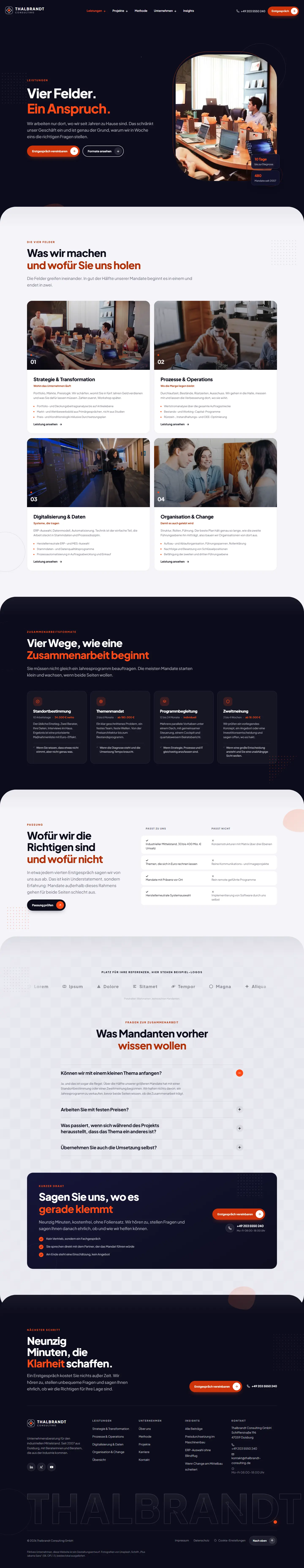 Leistungen des Templates Thalbrandt