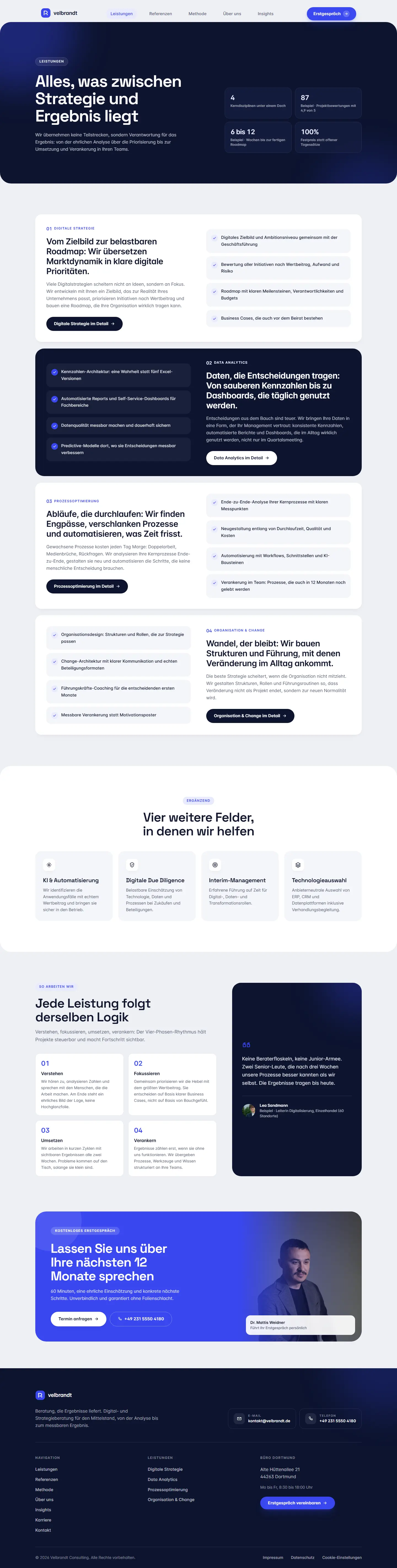 Leistungen im Überblick des Templates Velbrandt