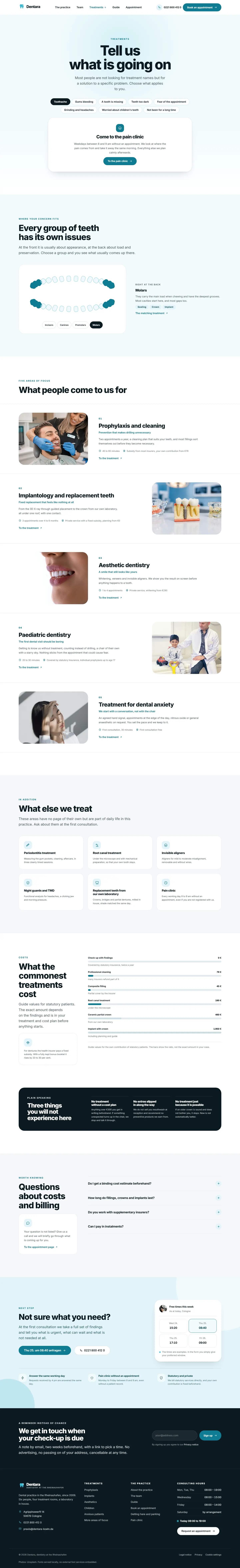Treatment overview of the Dentara template with a drawn tooth chart