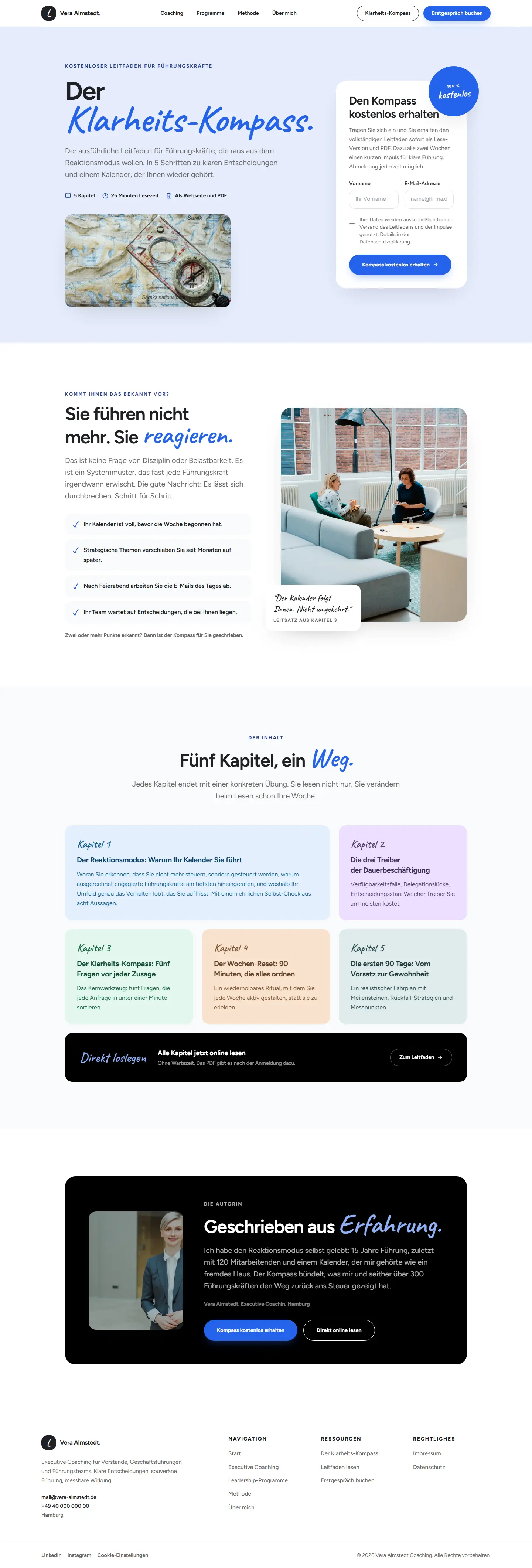 Leitfaden-Landing des Templates Almstedt