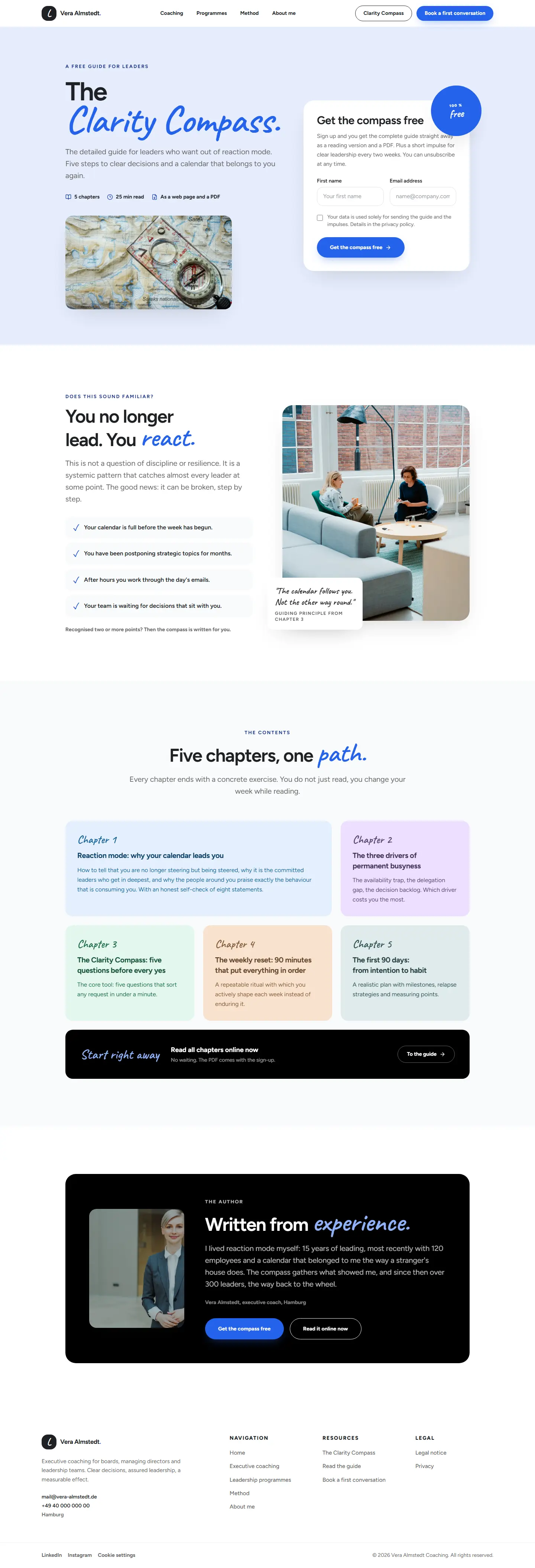 Guide landing page of the Almstedt template