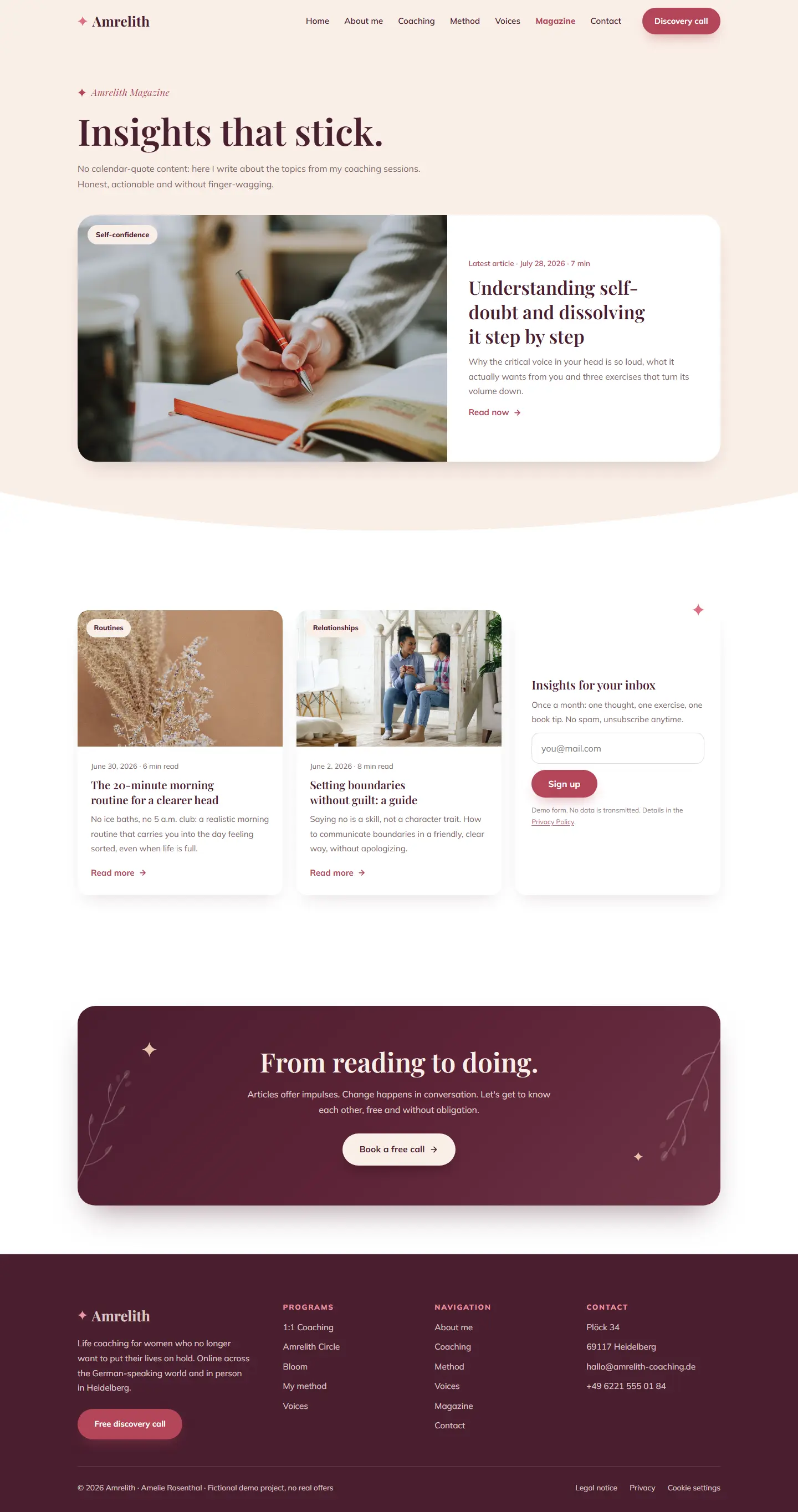 Magazine page of the Amrelith template