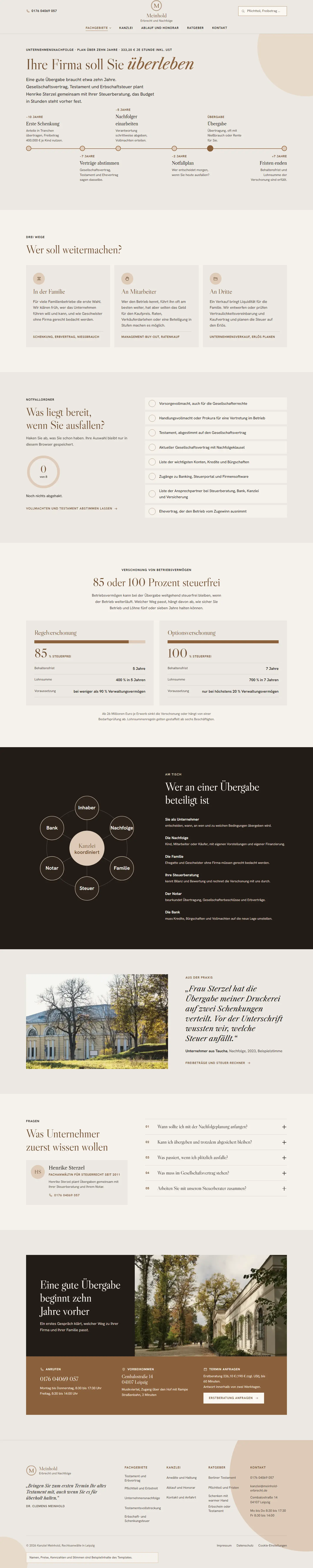 Unternehmensnachfolge, Unterseite des Templates Meinhold
