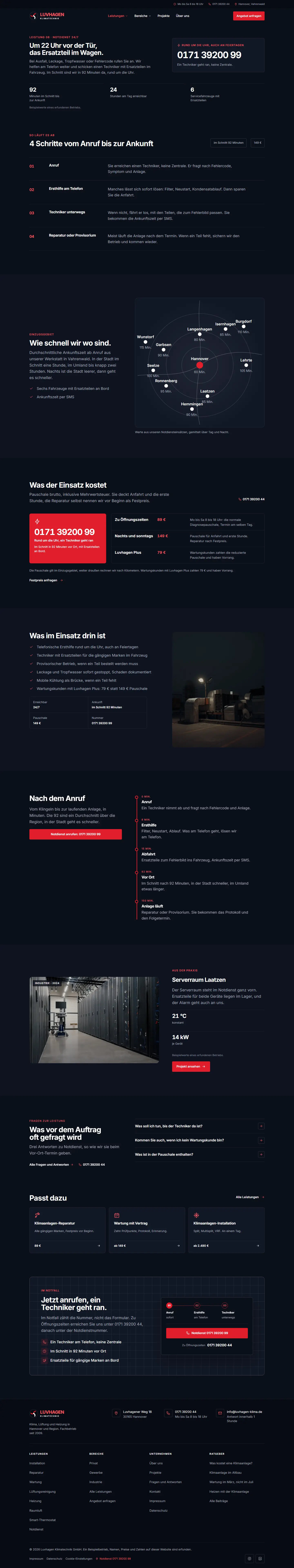 Notdienst mit Karte des Templates Luvhagen