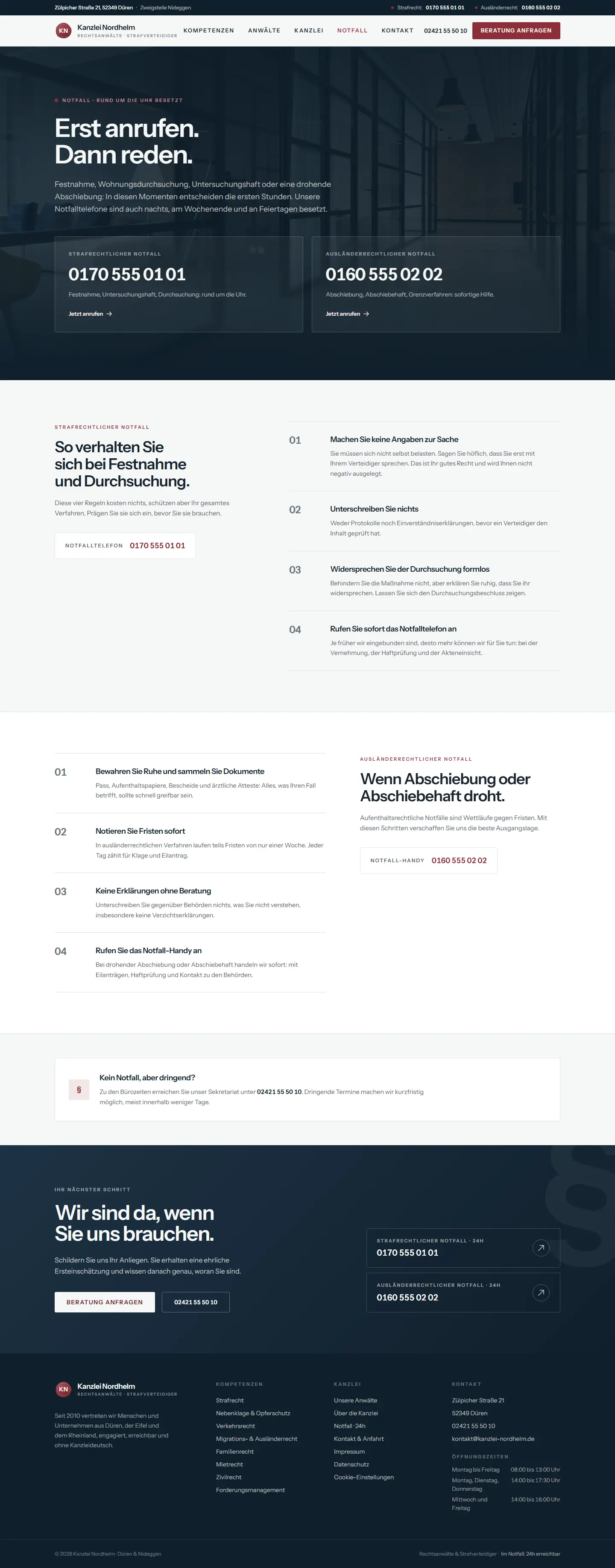 Notfall-Seite des Templates Nordhelm