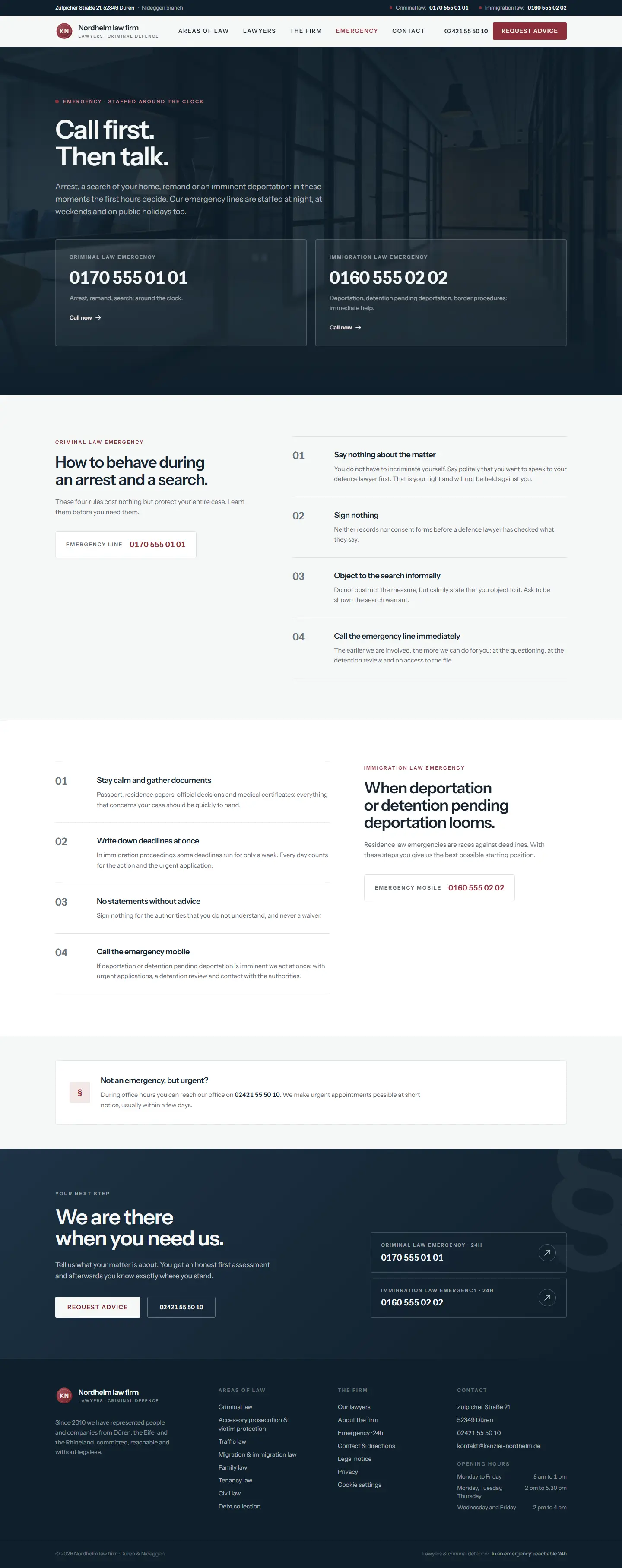 Emergency page of the Nordhelm template