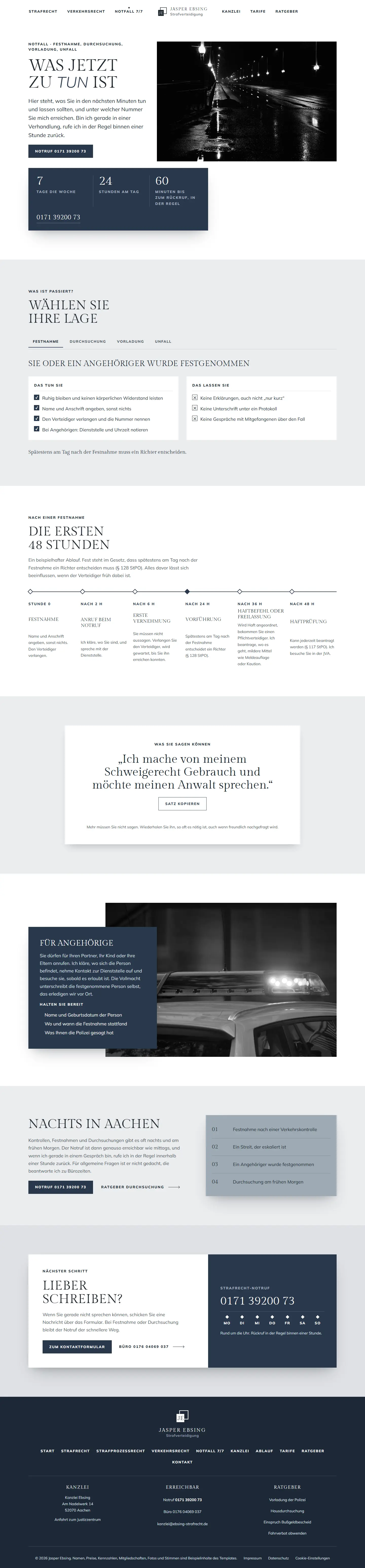 Notfall 7/7, Unterseite des Templates Ebsing