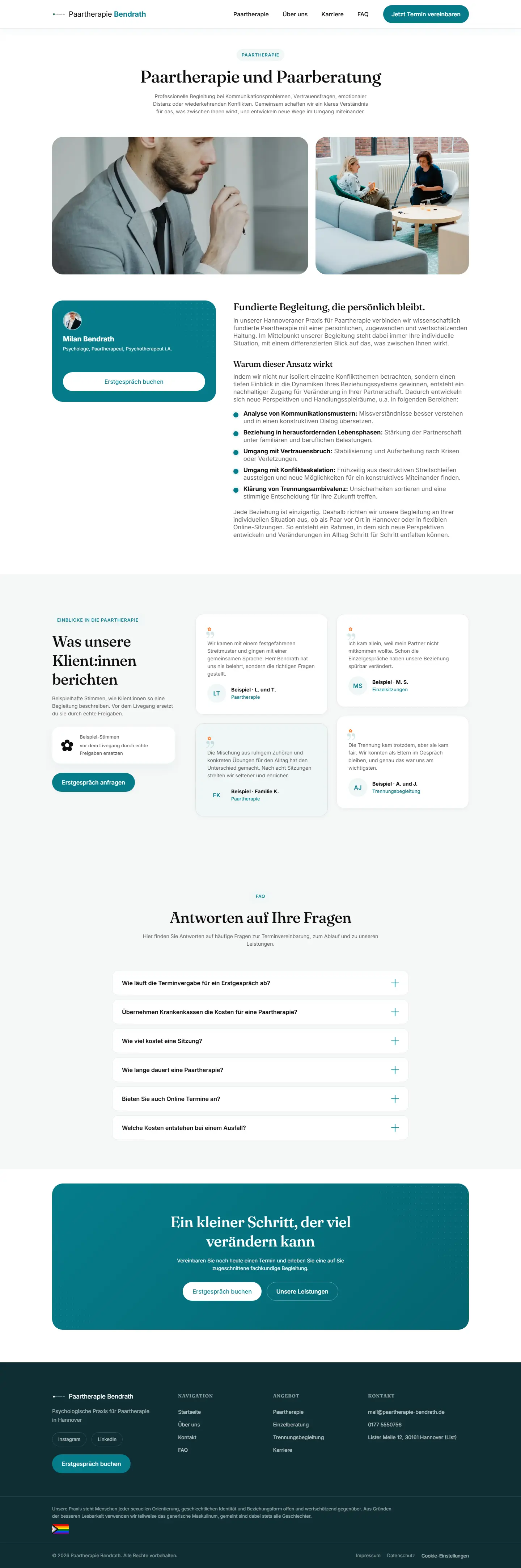 Leistungs-Detailseite des Templates Bendrath