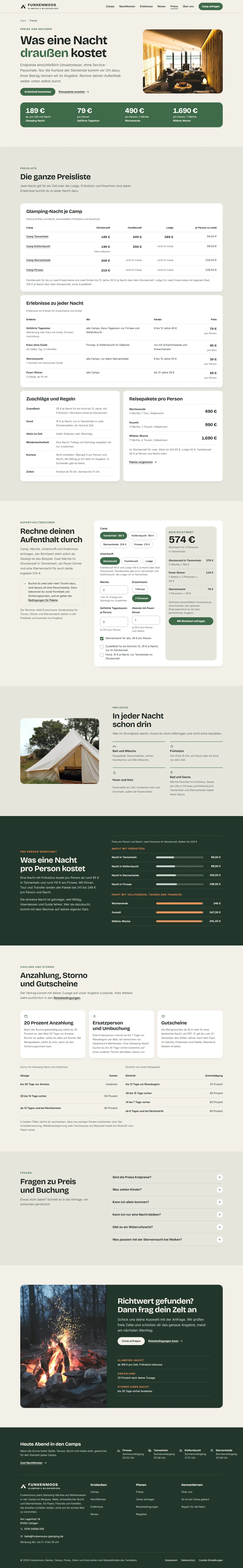 Preise, Unterseite des Templates Funkenmoos