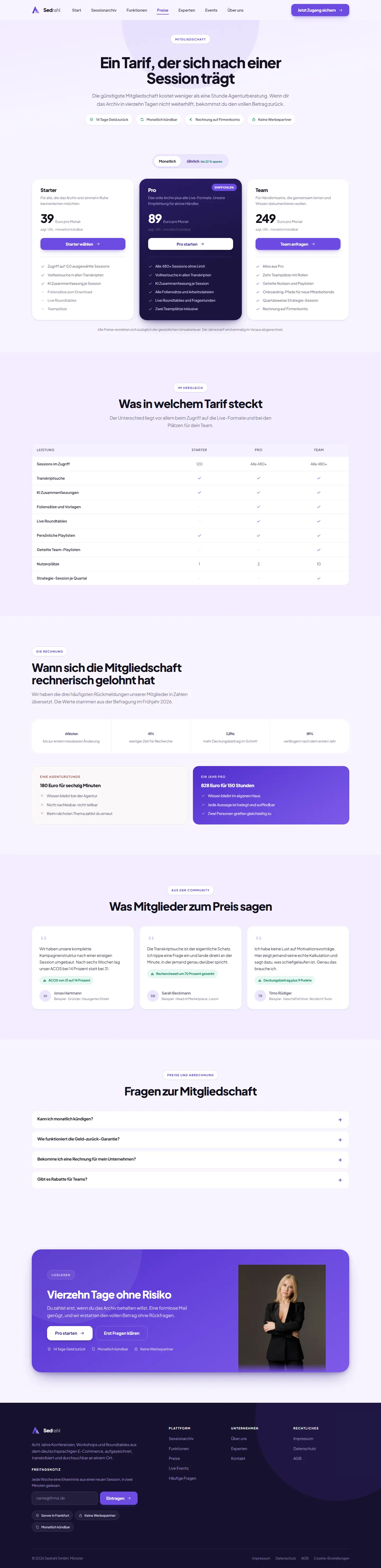 Weitere Unterseite des Templates Sedrahl