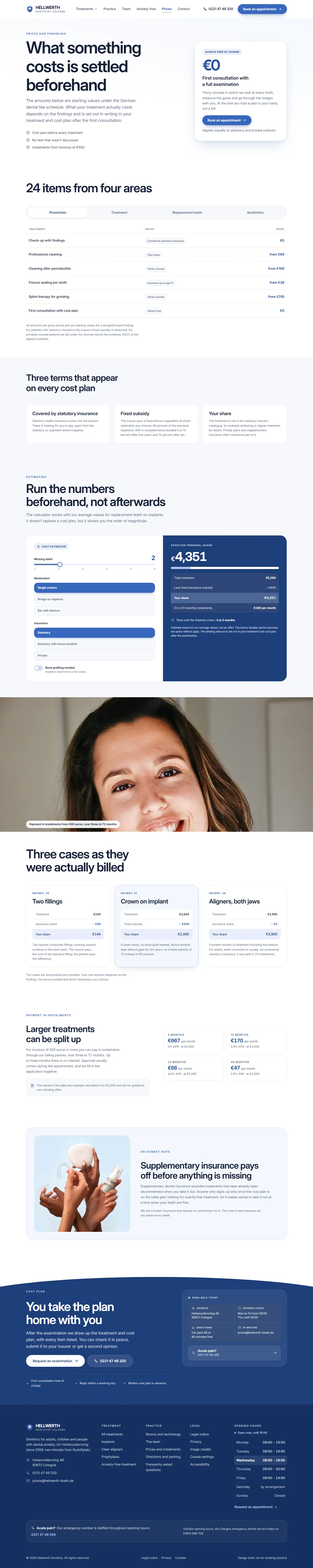 Prices page of the Hellwerth template