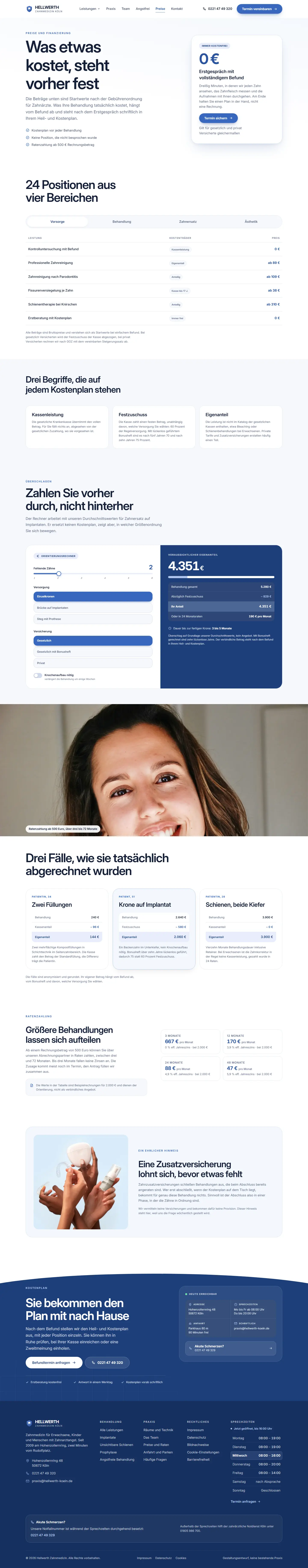 Preise, bevor jemand anruft des Templates Hellwerth