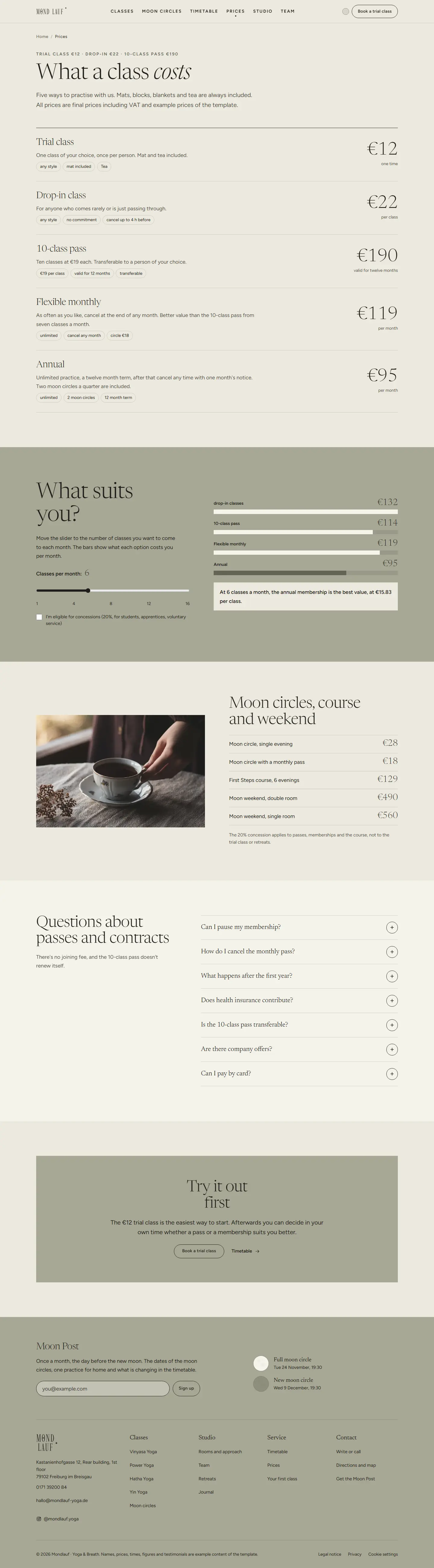 Prices, subpage of the Mondlauf template