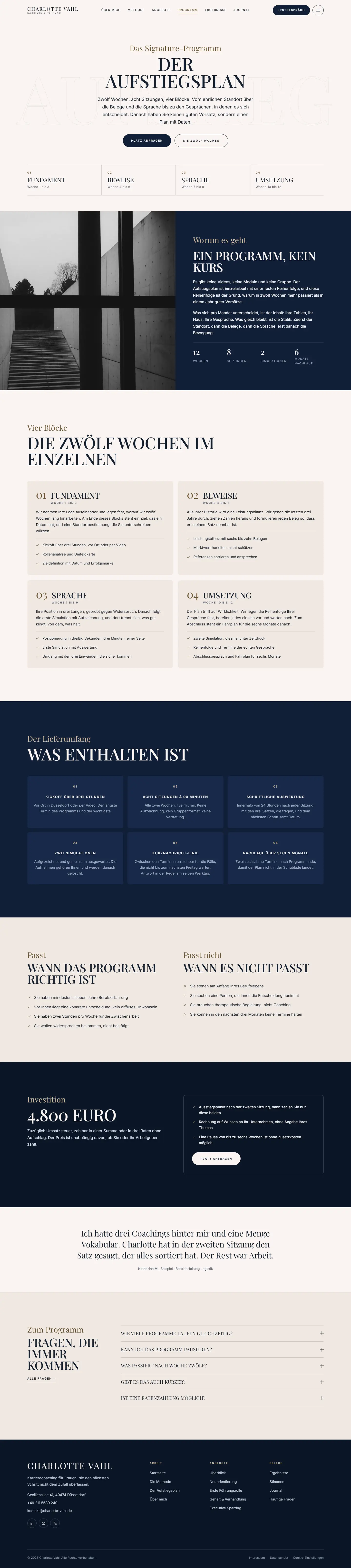 Weitere Unterseite des Templates Klarstand
