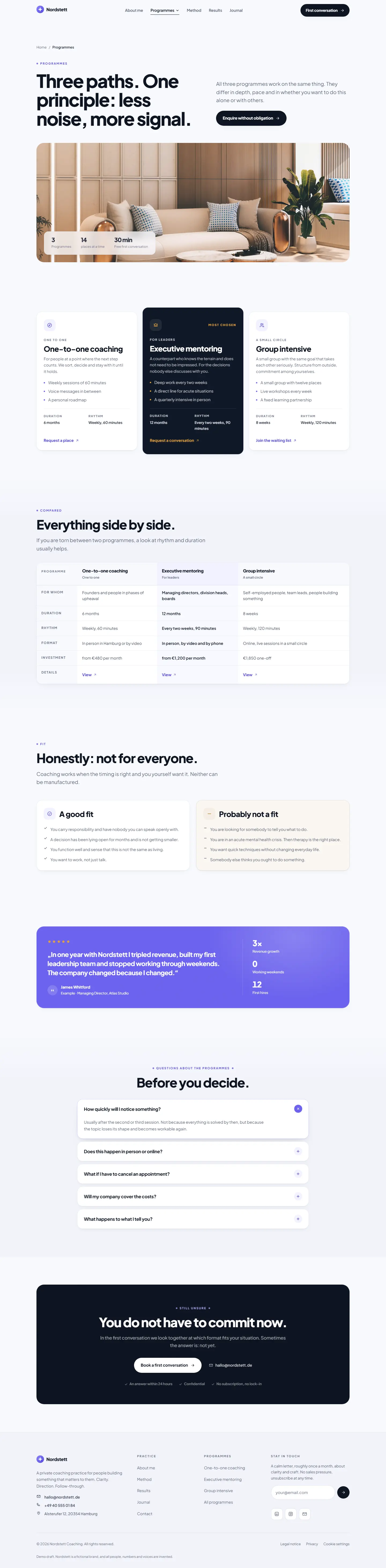 Programmes page of the Nordstett template