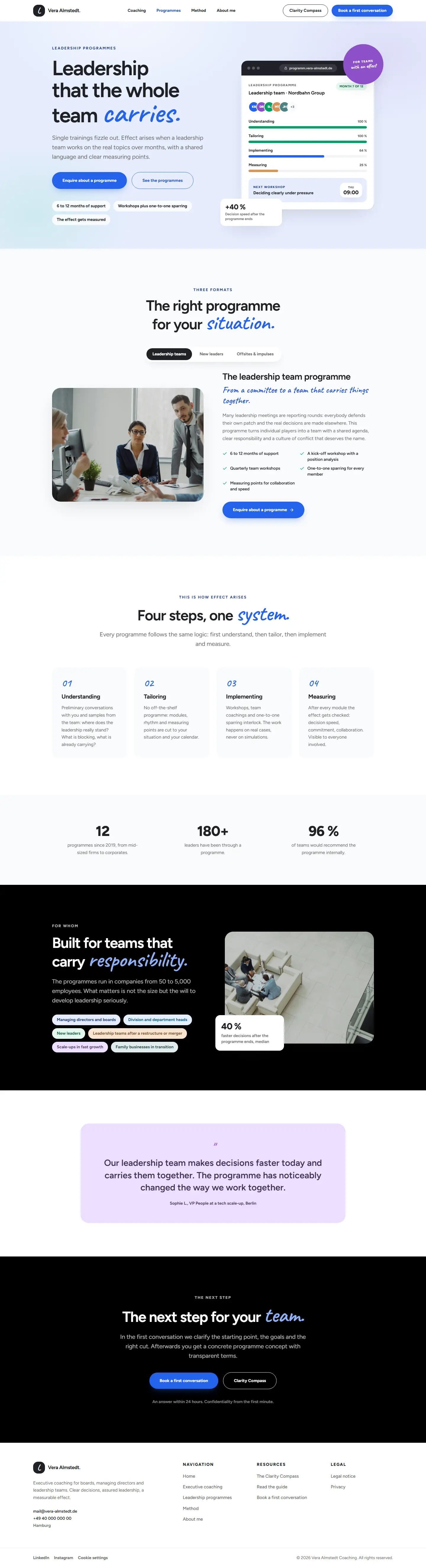 Programmes page of the Almstedt template