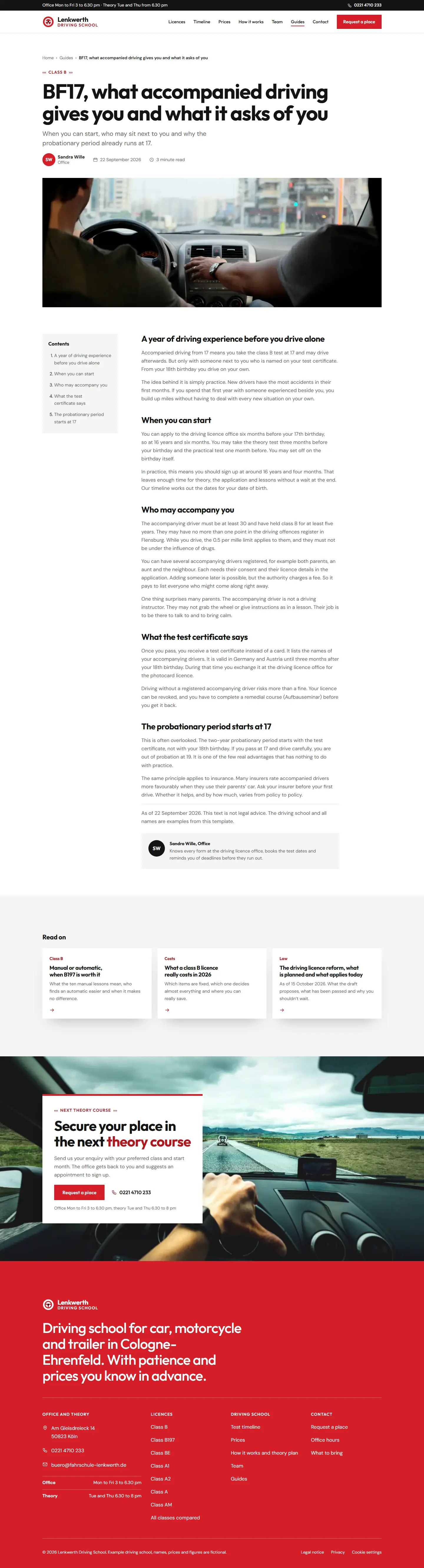 Guides, subpage of the Lenkwerth template