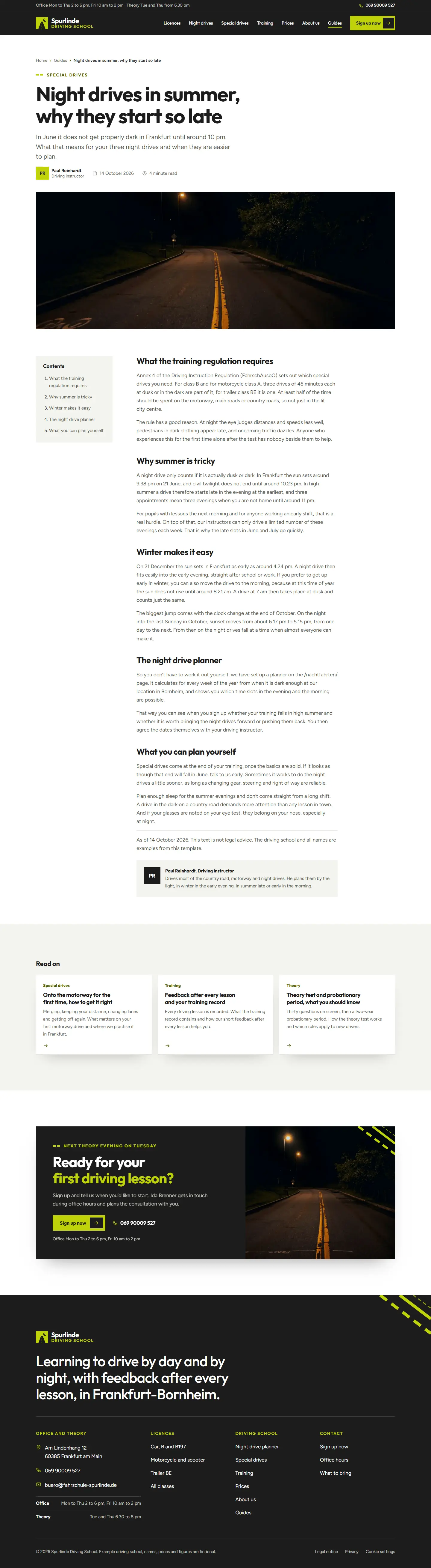 Guides, subpage of the Spurlinde template