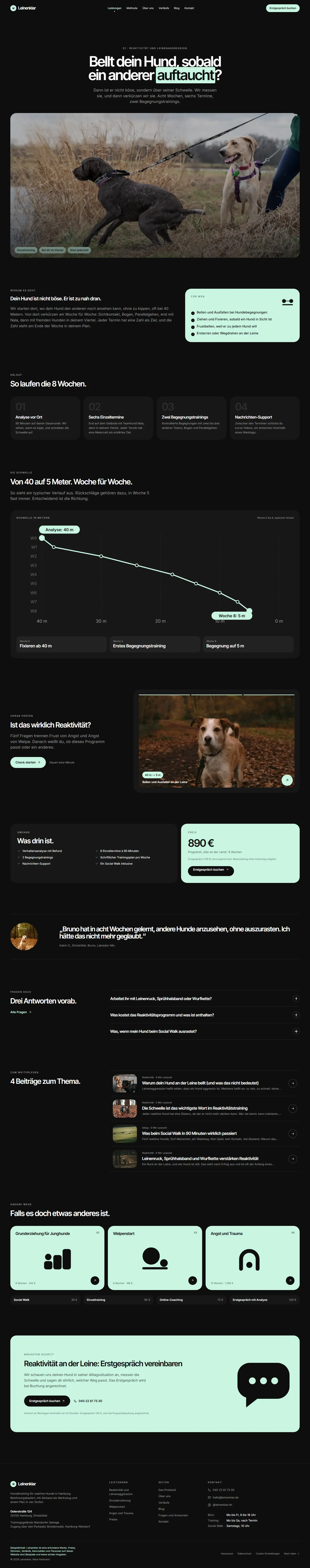 Eine Programmseite mit Diagramm des Templates Leinenklar