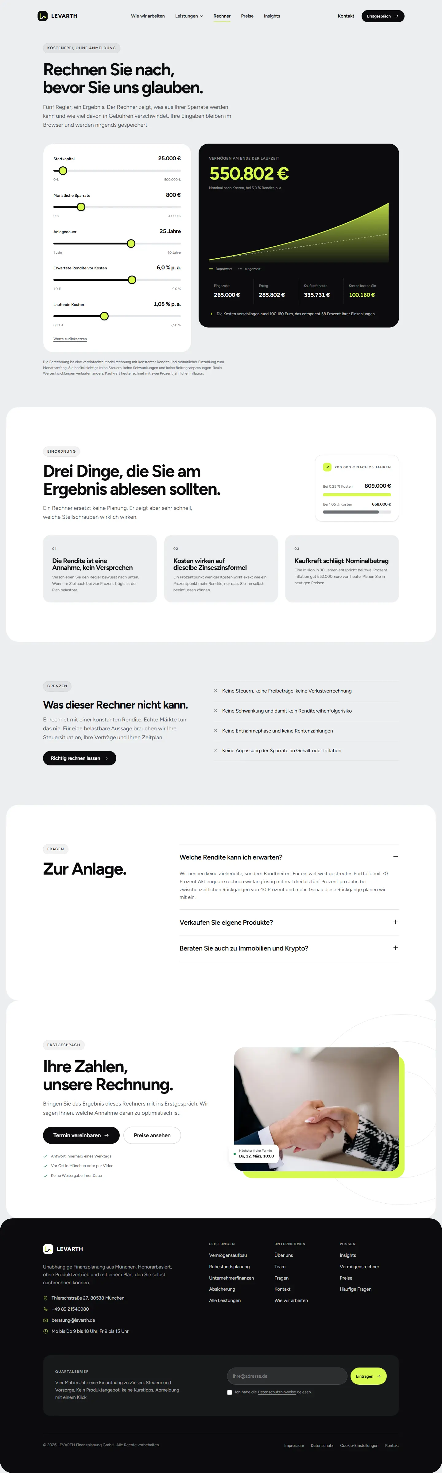 Unterseite des Templates Levarth