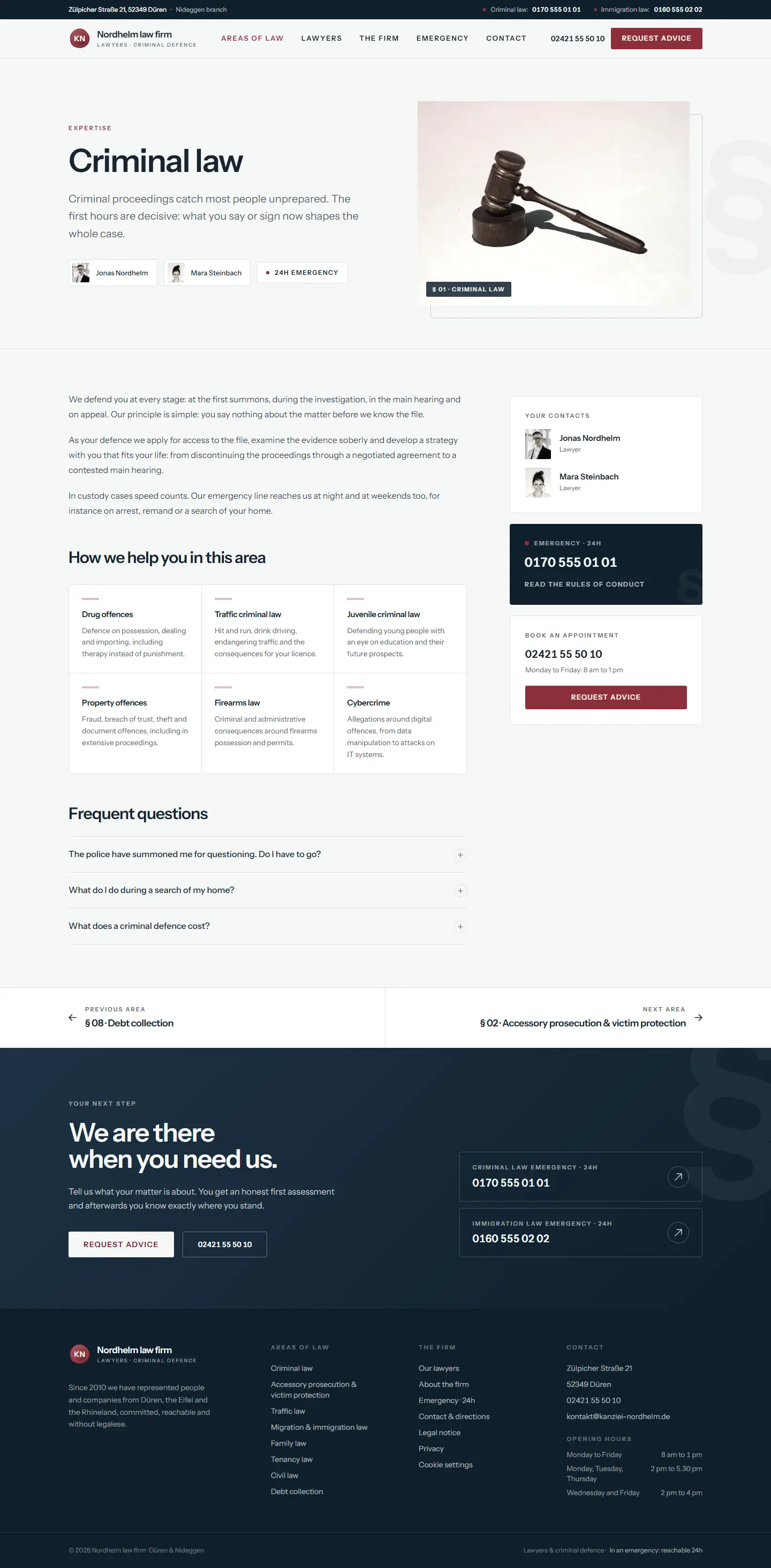 Practice area detail page of the Nordhelm template