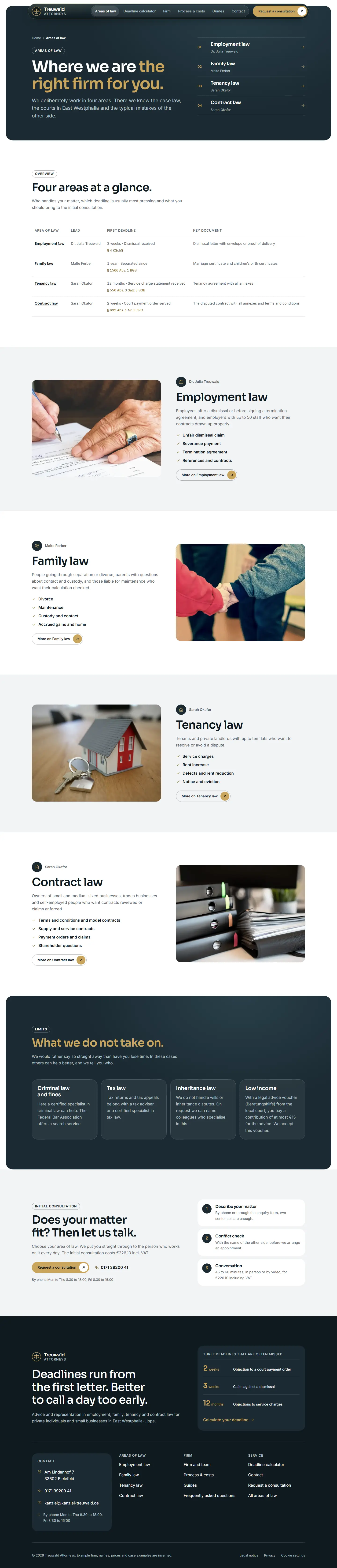Areas of law, subpage of the Treuwald template