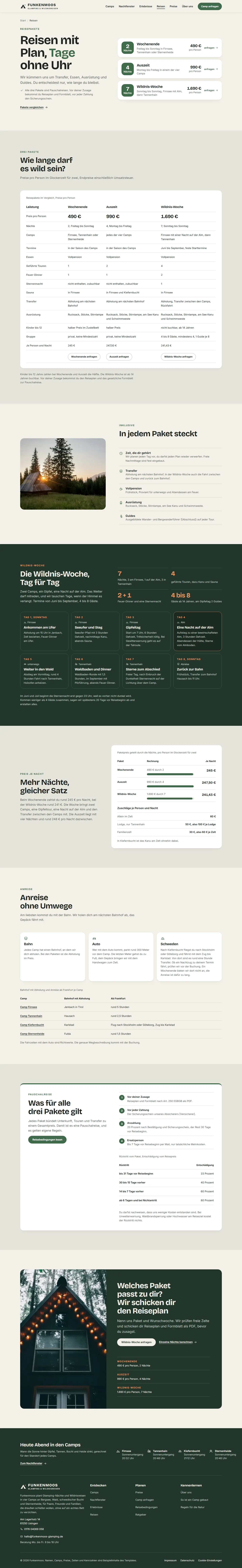 Reisen, Unterseite des Templates Funkenmoos