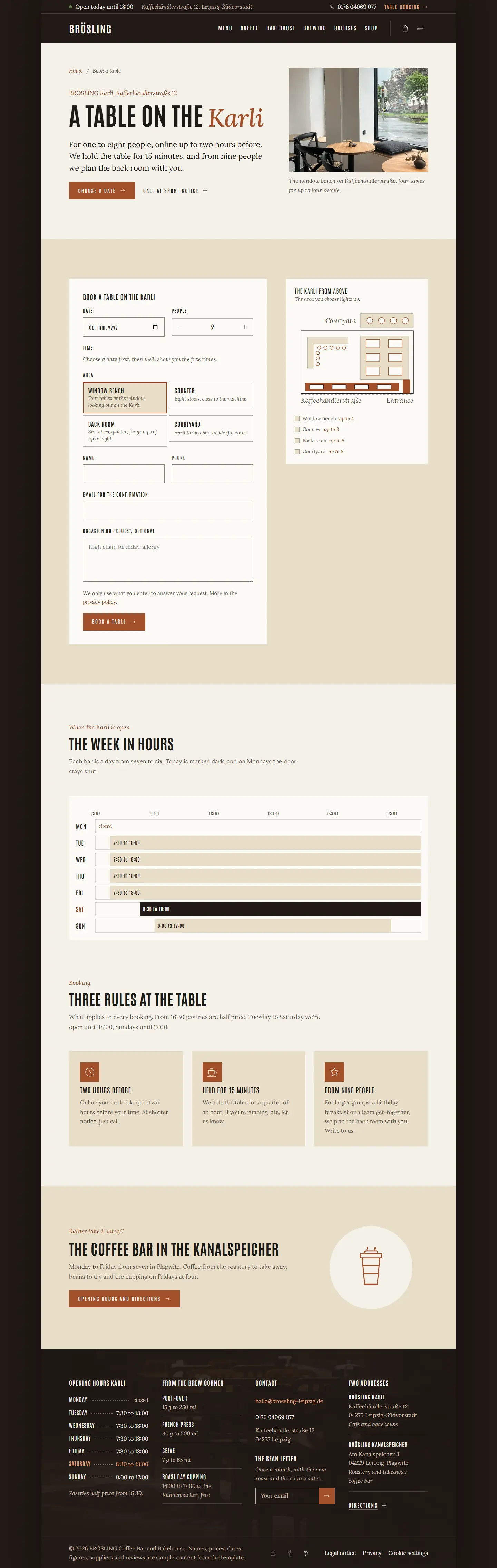 Reservations, subpage of the Brösling template