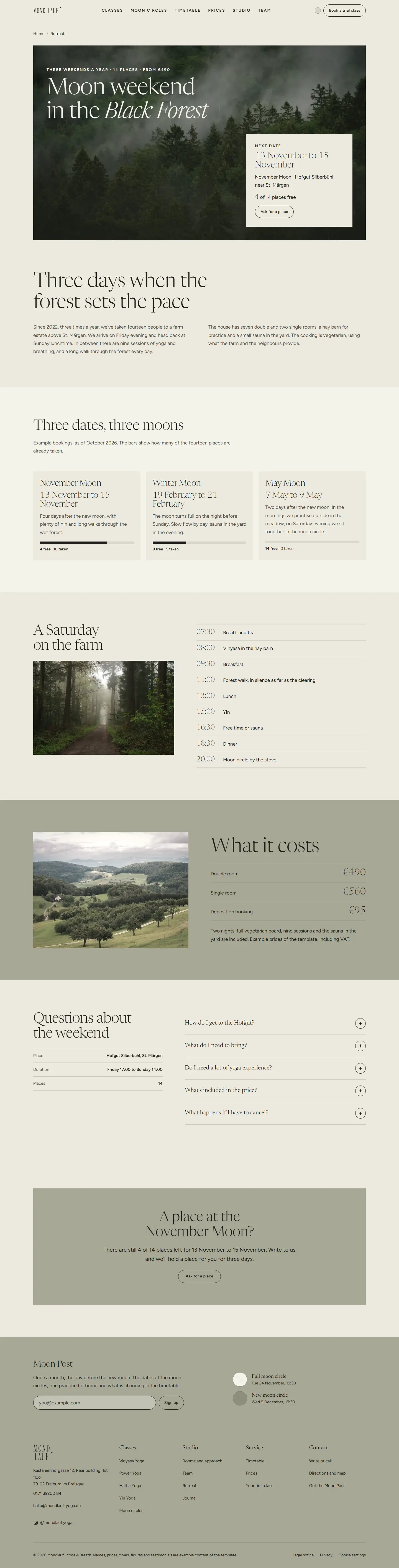 Retreats, subpage of the Mondlauf template