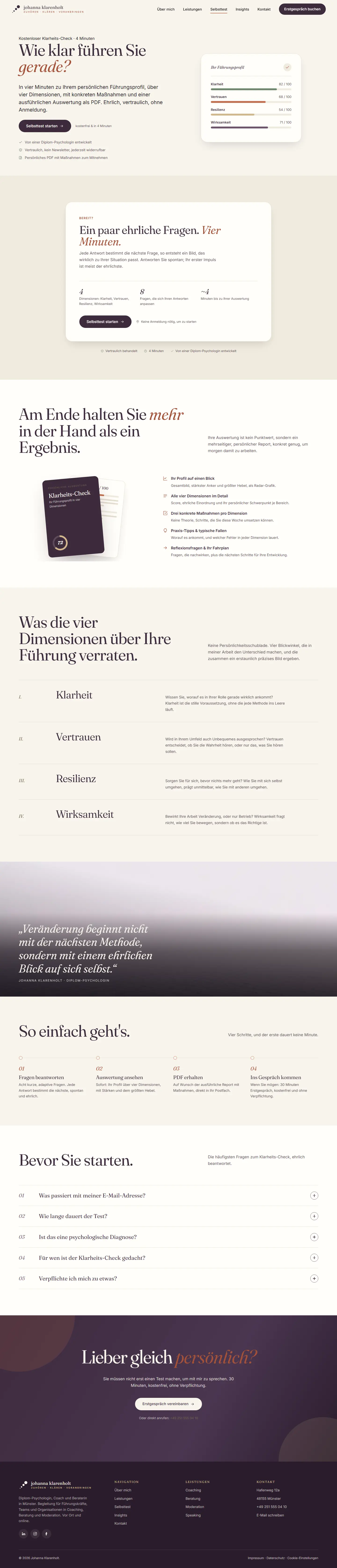 Klarheits-Check des Templates Klarenholt
