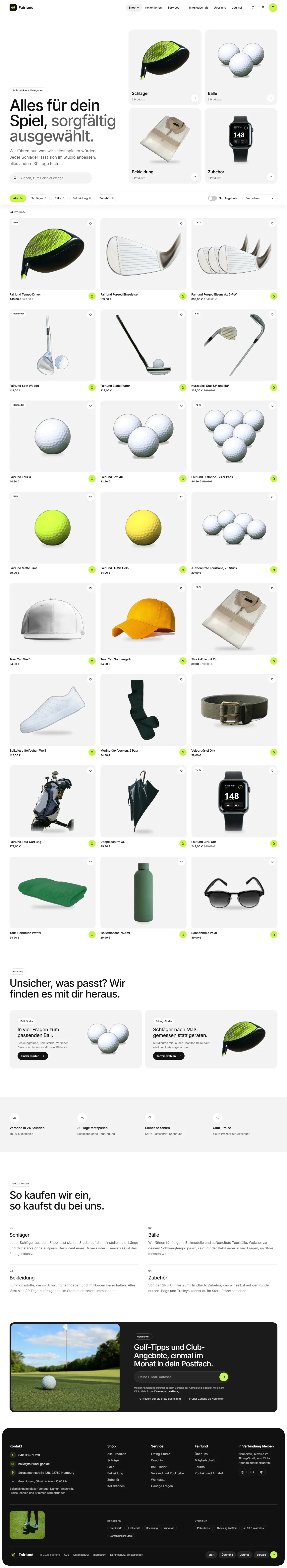 Ein Shop ohne Shopsystem des Templates Fairlund