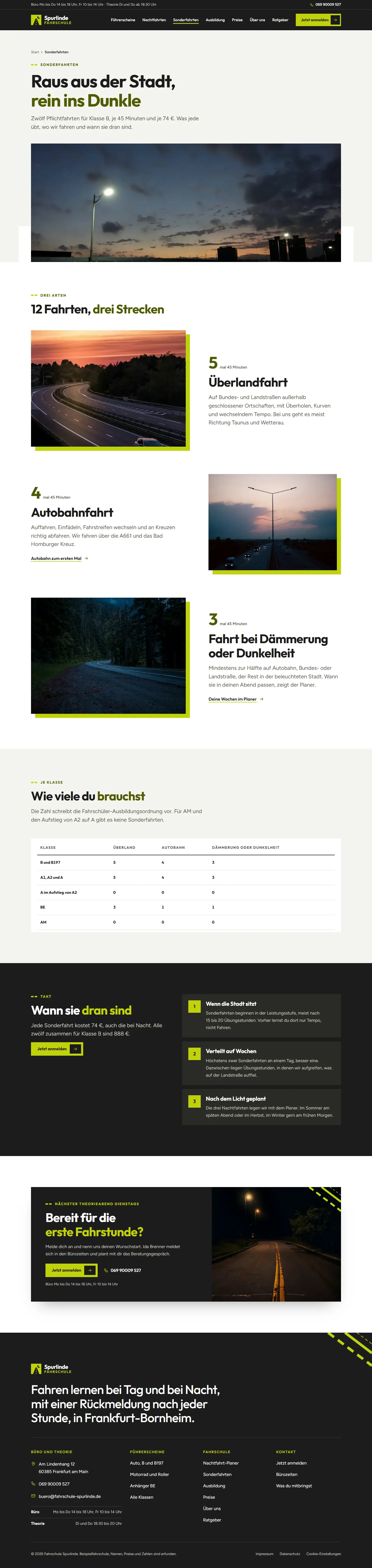 Sonderfahrten, Unterseite des Templates Spurlinde