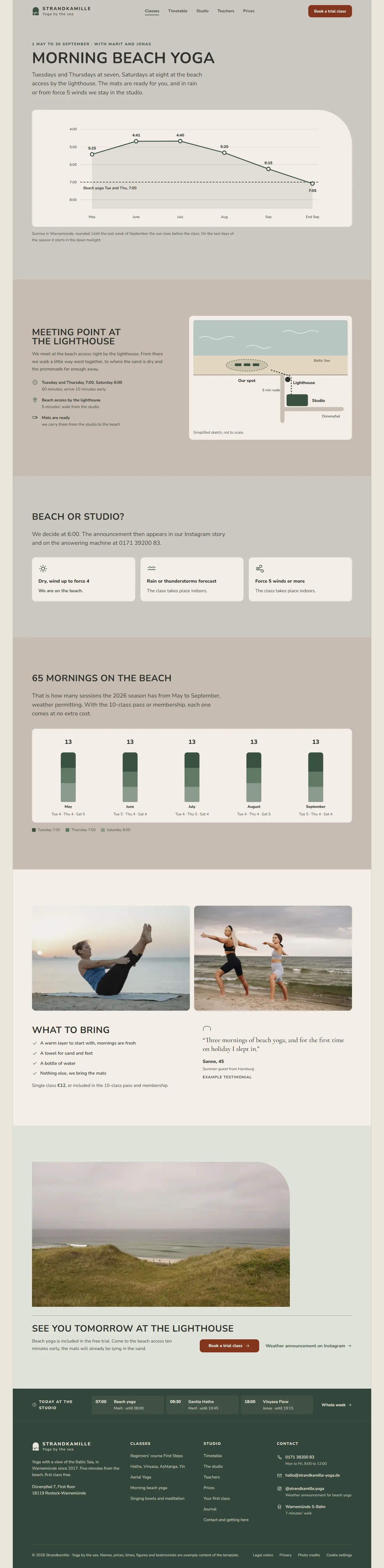 Beach yoga, subpage of the Strandkamille template