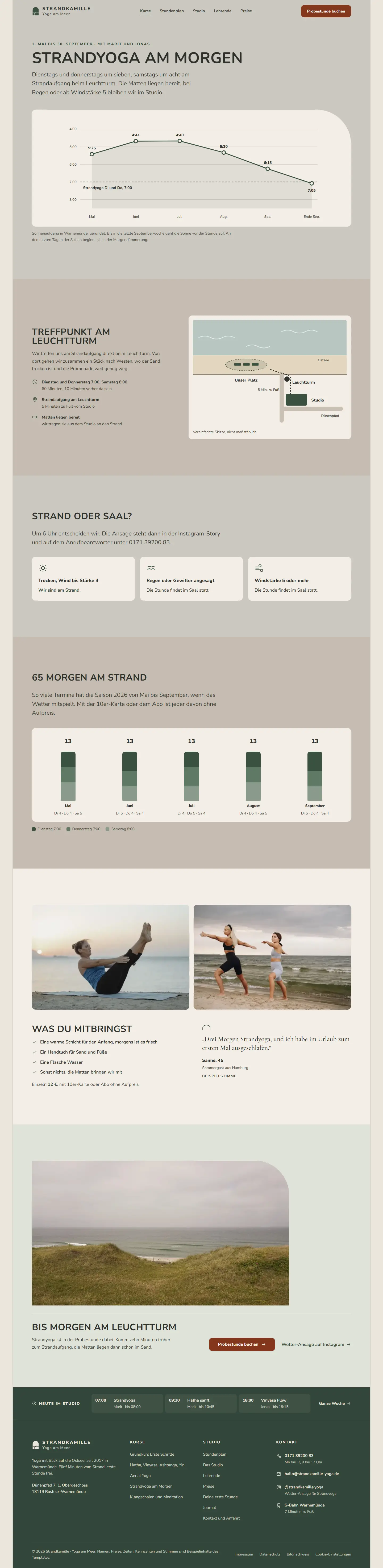 Strandyoga, Unterseite des Templates Strandkamille