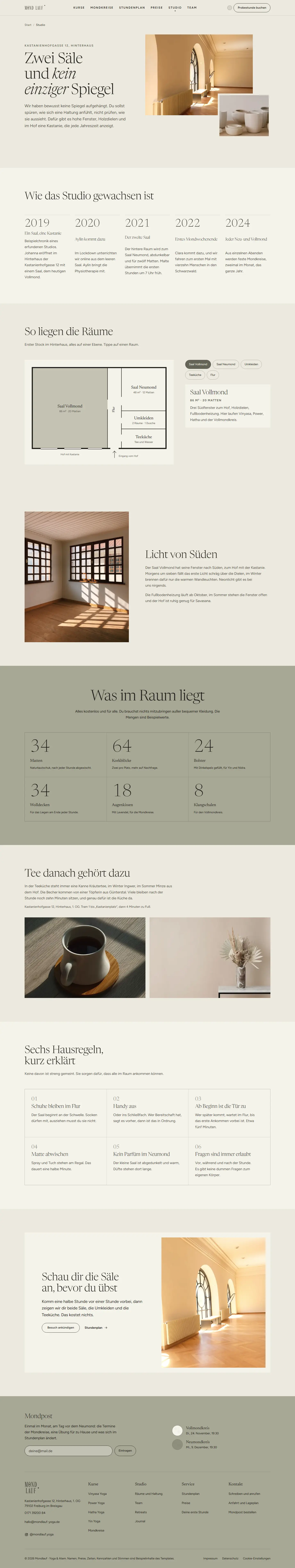 Studio, Unterseite des Templates Mondlauf
