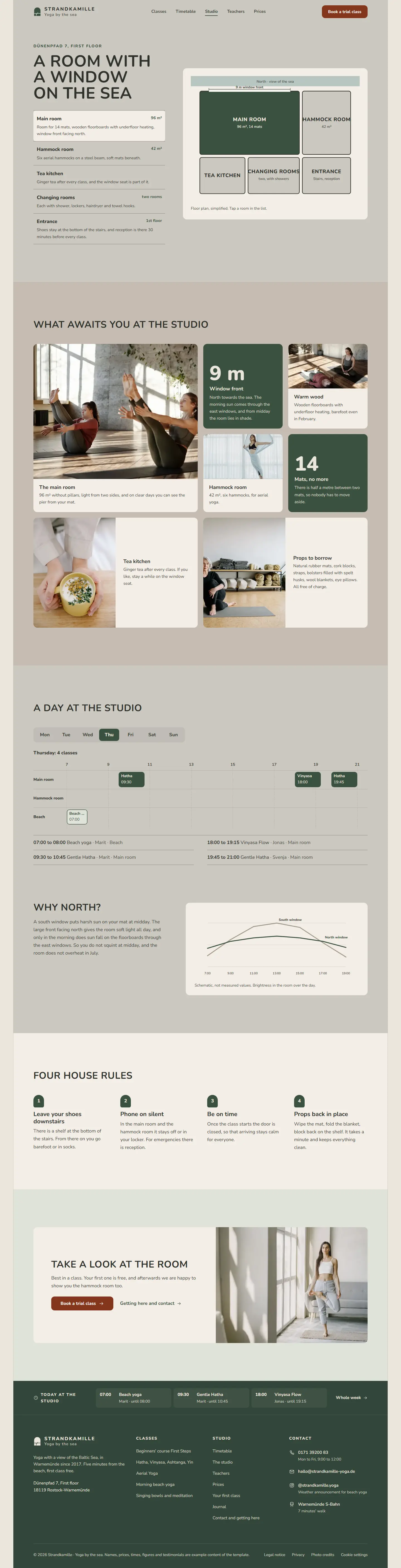 Studio, subpage of the Strandkamille template