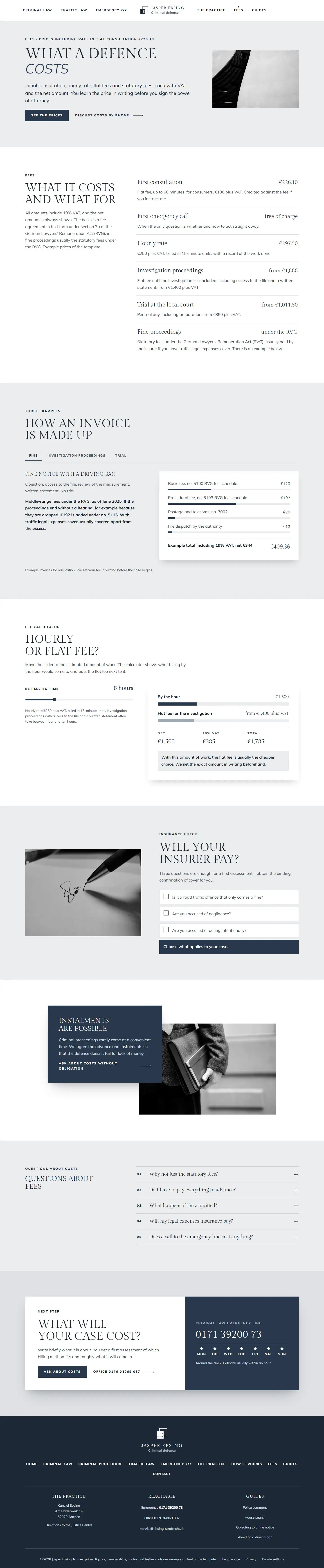 Fees, subpage of the Ebsing template