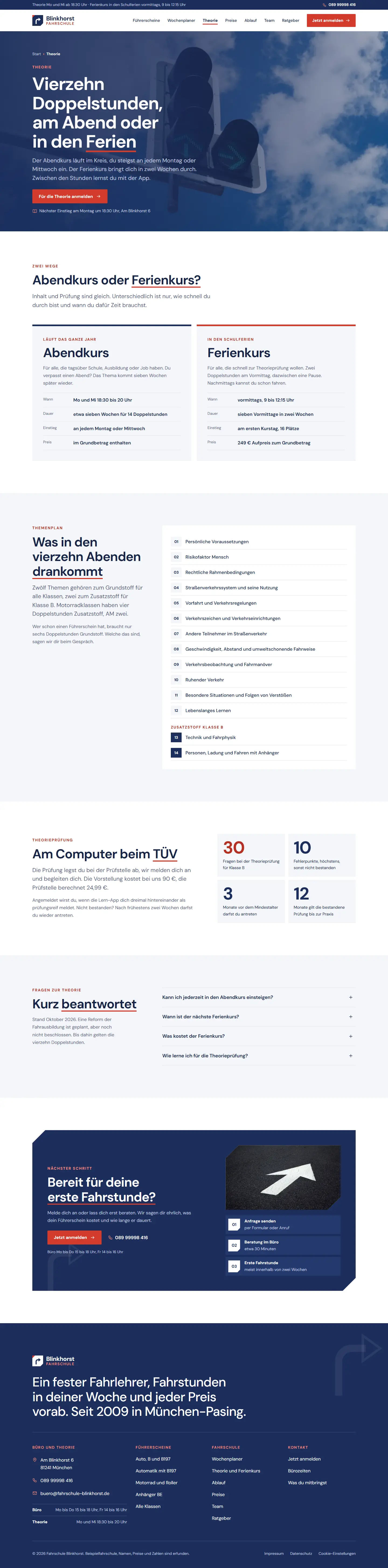 Theorie, Unterseite des Templates Blinkhorst