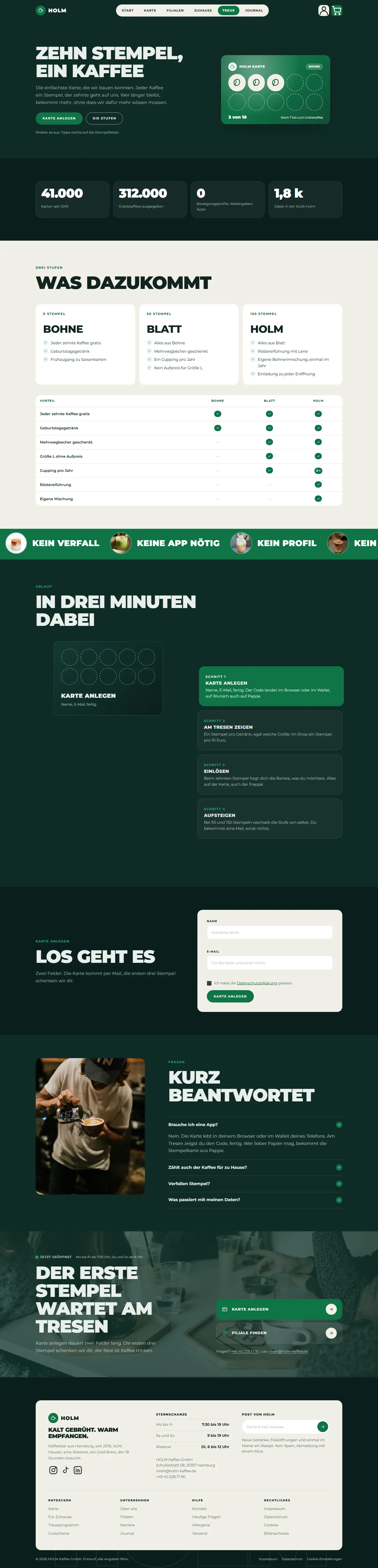 Die Stempelkarte des Templates Holm