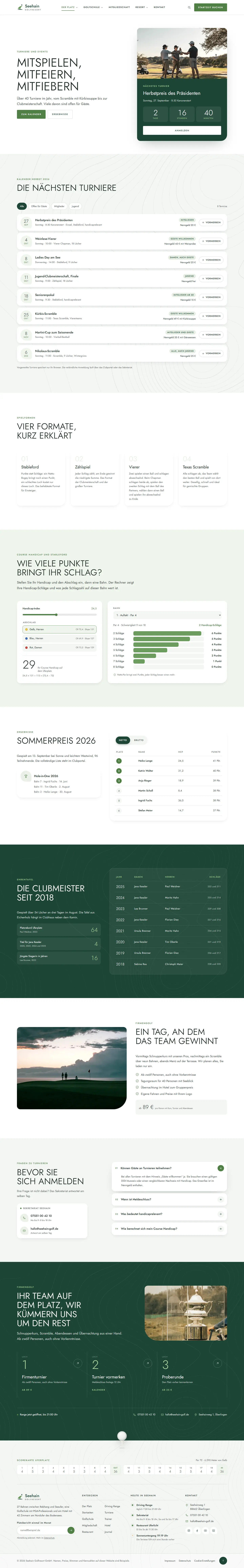 Course Handicap ohne Tabelle des Templates Seehain