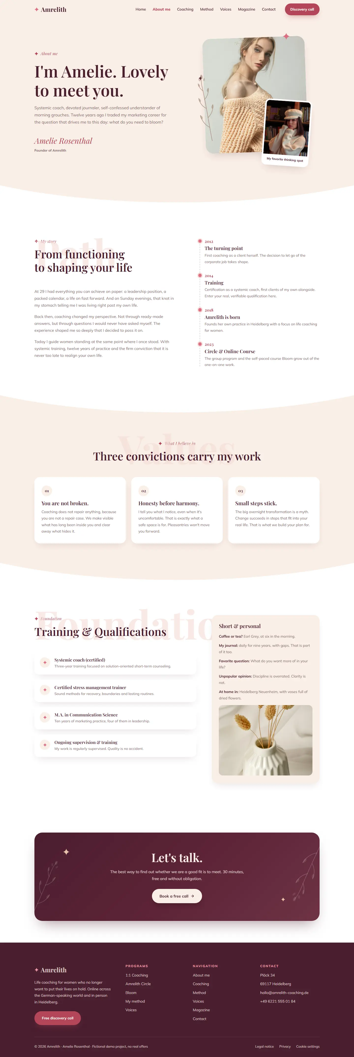About page of the Amrelith template