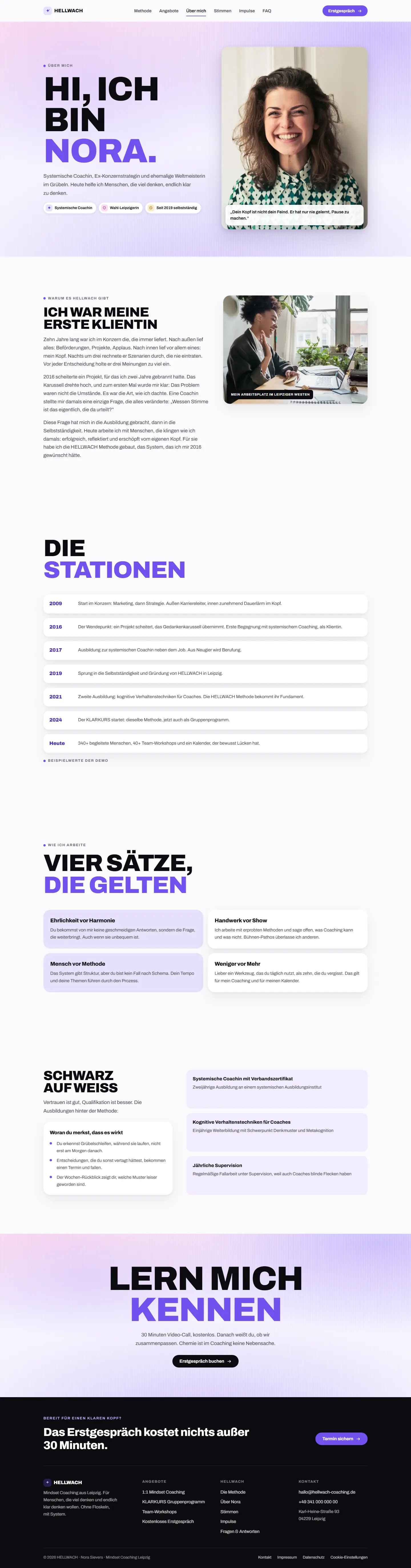 Unterseite des Templates Hellwach