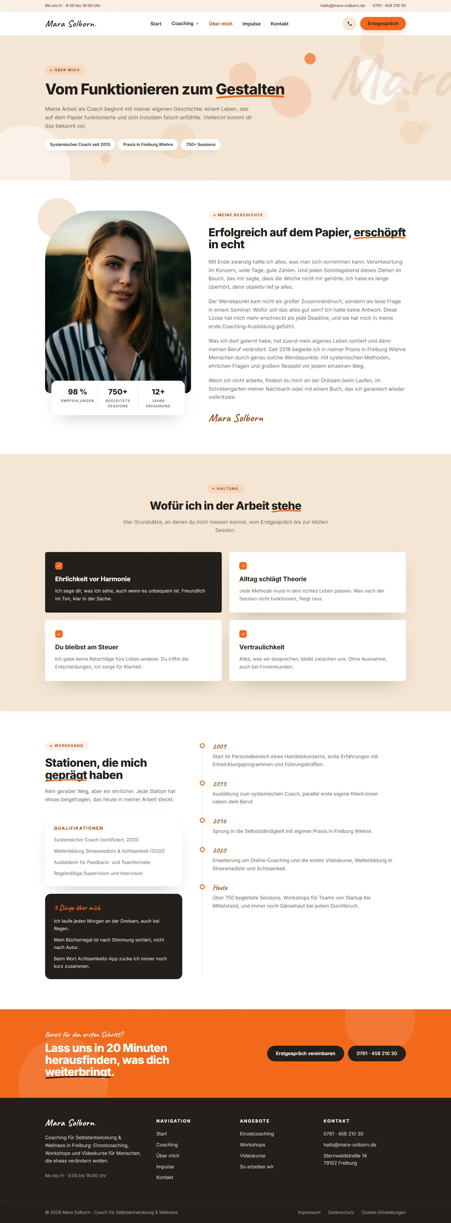 Weitere Unterseite des Templates Solborn
