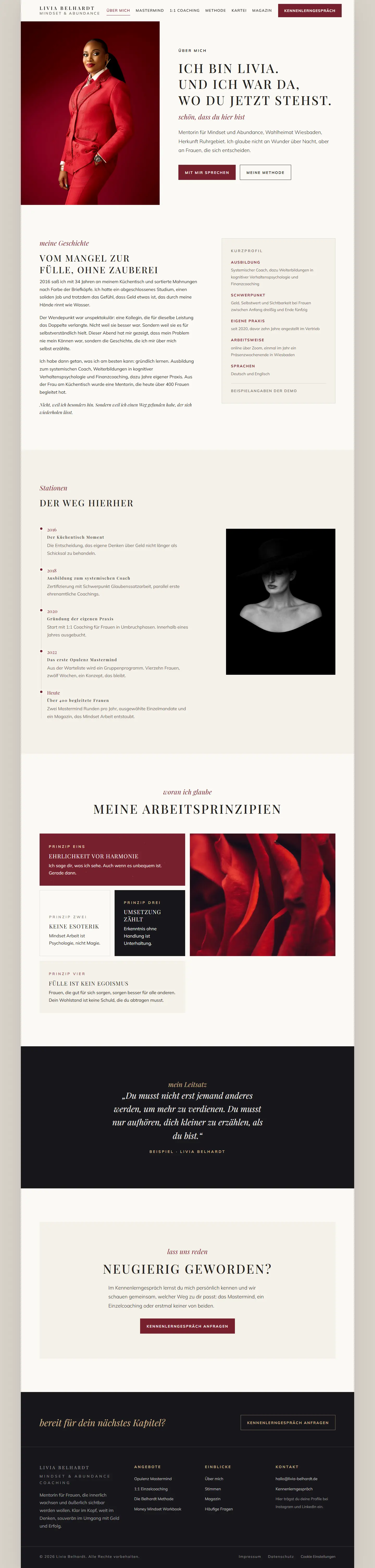 Weitere Unterseite des Templates Belhardt