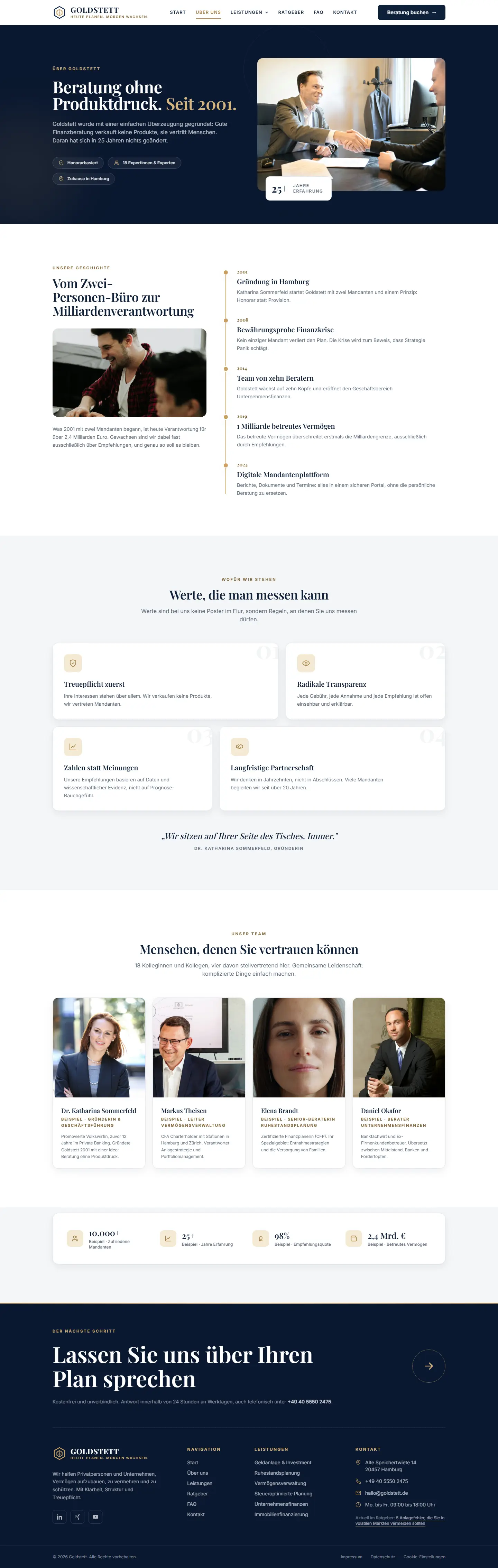 Weitere Unterseite des Templates Goldstett
