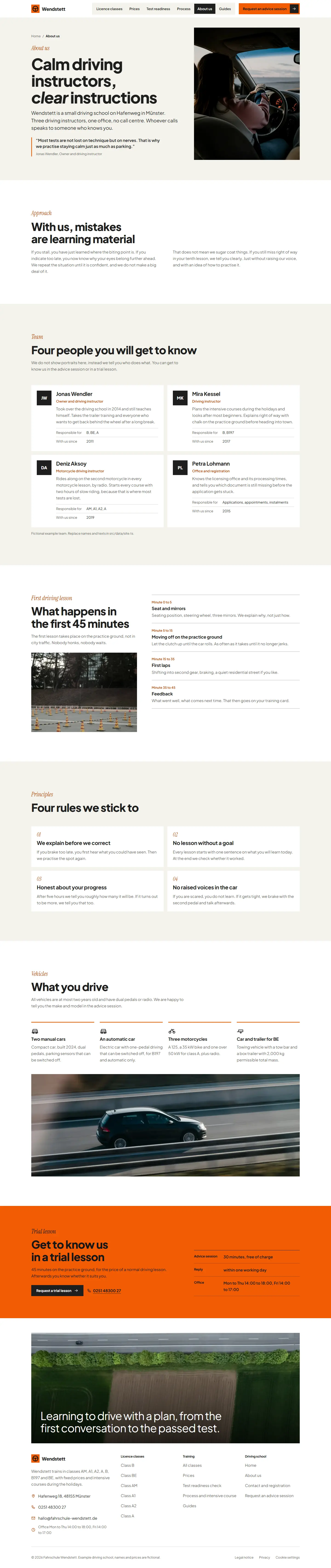 About us, subpage of the Wendstett template