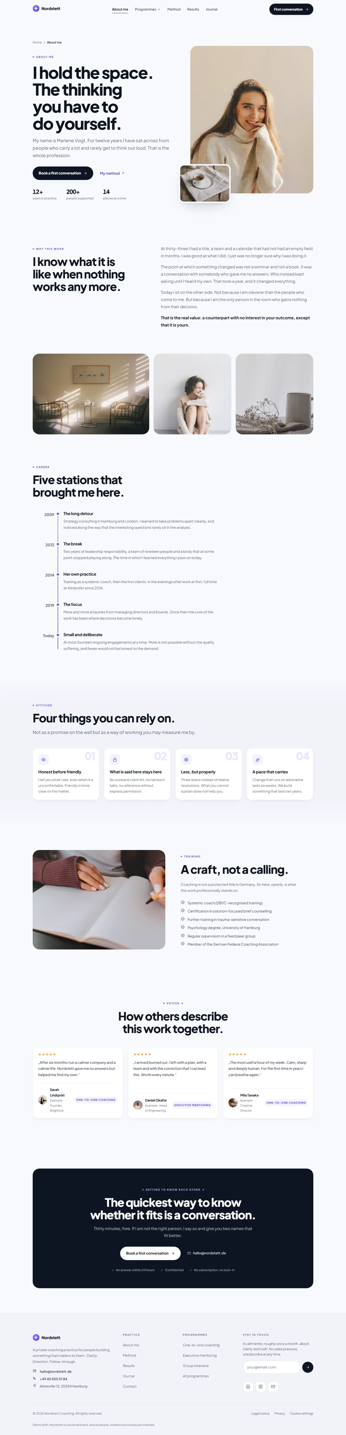 About page of the Nordstett template